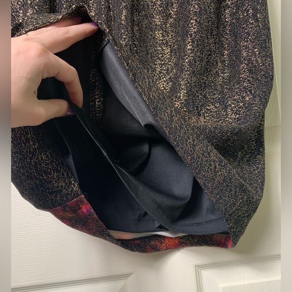 Adrianna Papell | Black & Bright Multicoloured Floral Gold Overlay Dress - 14 - Picture 3 of 4